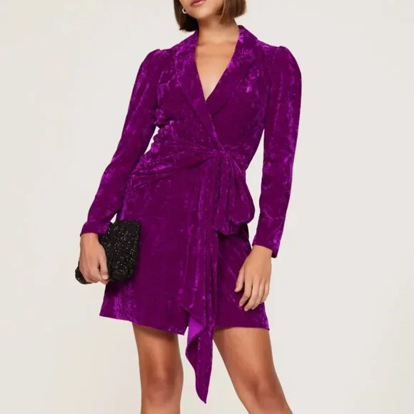 Size 6 - SHOSHANNA - Caroline Velvet Purple Dress Rent the Runway RTR $440 msrp - Picture 1 of 13